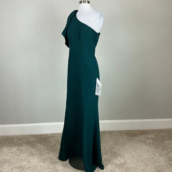 Dress the Population One Shoulder A-Line Evening Gown Green Size Medium Dress - Picture 5 of 12